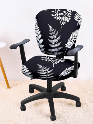 Cortina Polyester 1 Seater Chair Floral Cover(Pack of 1 Black, White)
