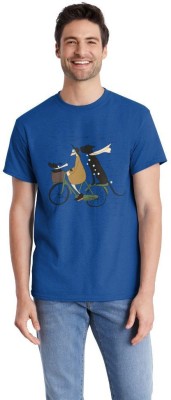 RococoDesigns Travelling With The Love Printed Men Round Neck Blue T-Shirt