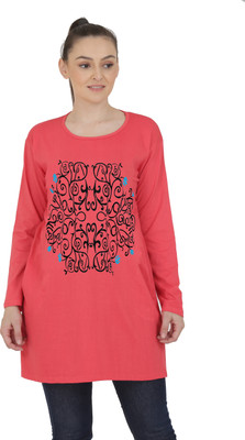 AG apparel Printed Women Round Neck Orange T-Shirt