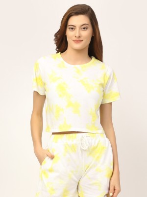 RIGO Casual Tie & Dye Women White, Yellow Top