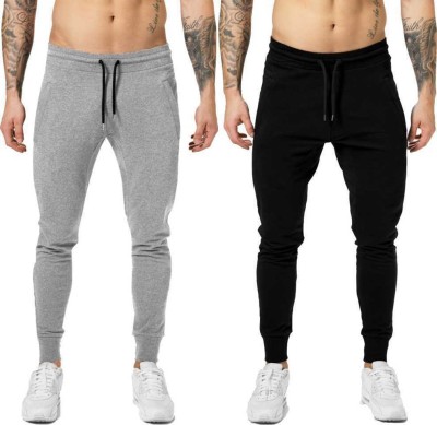 WILD KICKER Solid Men Black, Grey Track Pants