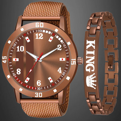 just like King Bracelet With Stylish Watch Analog Watch  - For Boys