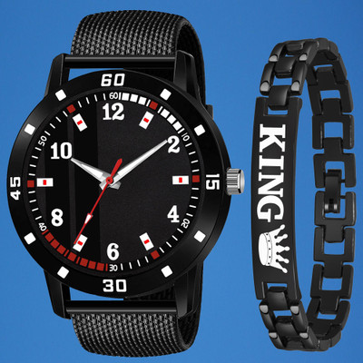 just like king-441 bk combo King Bracelet With Stylish Watch Analog Watch  - For Boys