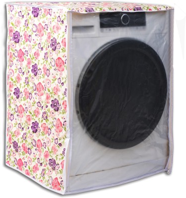 Vintage Pro Front Loading Washing Machine  Cover(Width: 59.5 cm, White & Pink)