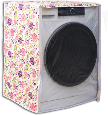 Vintage Pro Front Loading Washing Machine  Cover(Width: 59.5 cm, White & Pink)