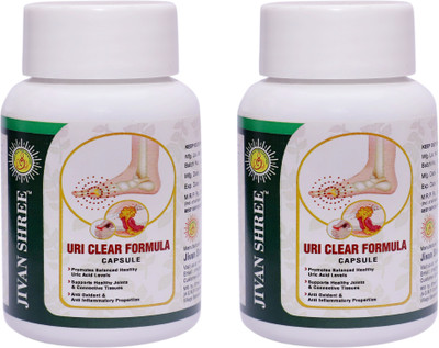 JIVAN SHREE Uri Clear Formula Ayurvedic Supports Healthy Uric Acid Levels Control Joints Pain Gout pain relief Pack of 2(Pack of 2, 60 Capsules)