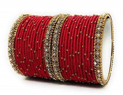 T4 JEWELS Metal, Fabric, Stone Gold-plated Bangle Set(Pack of 28)