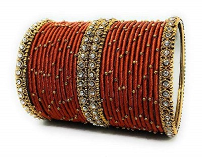 T4 JEWELS Metal, Fabric, Stone Crystal Gold-plated Bangle Set(Pack of 28)