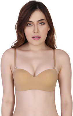 Fashnet Seamless Strapless Bra Women Push-up Lightly Padded Bra(Beige)