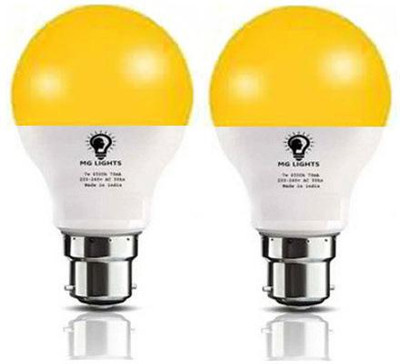 mg lights 7 W Basic Standard B22 LED Bulb(Yellow, Pack of 2)