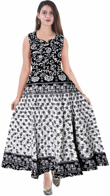 Kuber taxtile Women Maxi Black, White Full Length Dress