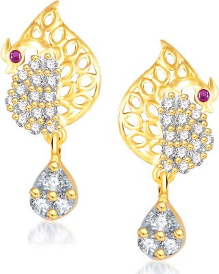 VSHINE FASHION JEWELLERY Peacock Mayur Collection Feather Inspired American Diamond Studded Fashionable Traditional Stylish Fancy Party Wear Gold Plated Fashion Jewellery Earring Set for Women, Girls, Wife and Girlfriends Cubic Zirconia Alloy, Brass Drops & Danglers, Earring Set, Stud Earring