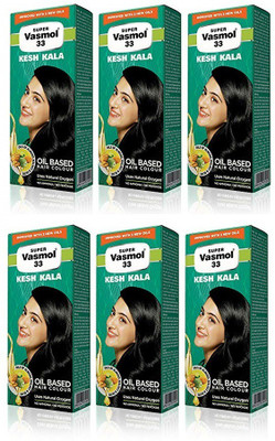 VASMOL Super 33 Kesh Kala Oil Based Hair Colour - 6 x 50 ml Packs Hair Oil(300 ml)