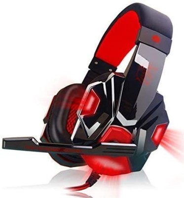 MFTEK Gaming LED headphone Wired Headset(Red, On the Ear)