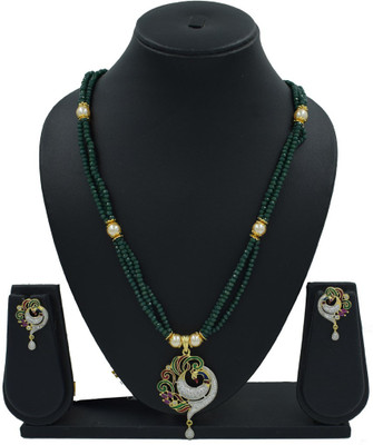 Sandhya Designer Studio Stone Green Jewellery Set(Pack of 1)