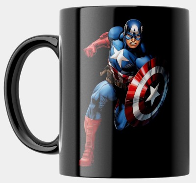 RS CASE Captain America Super Hero printed , Captain America , Avenger mug , Captain America Shild , Best Birthday Gift , Birthday Gift , Black Coffee , Black Patch (CA-04) Ceramic Coffee Mug(330 ml)