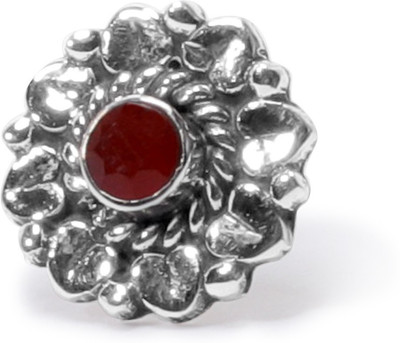 jsaj Ruby Sterling Silver Plated Sterling Silver Nose Stud