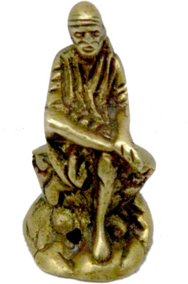 B H A R A T H A A T Brass Sai Baba Idol Statue Murti Showpiece (1 x 0.8 x 2.1 inches) Decorative Showpiece  -  5.33 cm(Brass, Yellow)