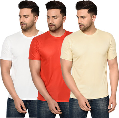 Galatea Solid Men Round Neck Multicolor T-Shirt