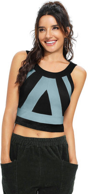 Sanjana Silk Casual Color Block Women Black Top