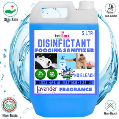 ECOSOFT AYURVEDA Disinfectant Fogging Sanitizer Liquid Solution 5 Litre, Disinfectant Liquid for fogging machine, Fumigation Liquid, Hospital, School, Office & Home Sanitizer - Levender Fragrance.(5 L)