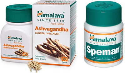 HIMALAYA Ashwagandha wellness tablets (60) & Healthcare Speman 60 Tablets(Pack of 2, 120 Tablets)