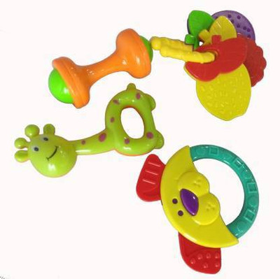 VRUX High Quality Non Toxic Baby Toys Rattle Set of 4-Pieces for Infants and-Toddlers Rattle Rattle(Multicolor)