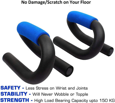 Spocco Metallic-fiber S Shape Push Up Bars Stands (Black) PB46 Push-up Bar