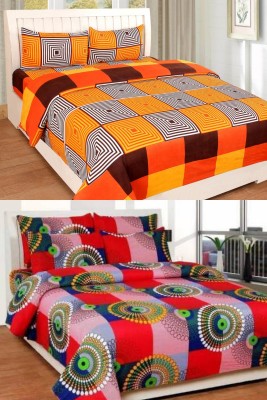 n g products 150 TC Polycotton Double Printed Flat Bedsheet(Pack of 2, Multicolor)