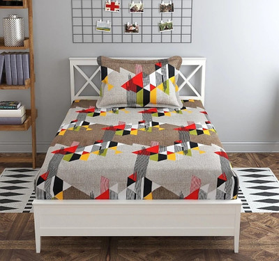 HSR Collection 170 TC Cotton Single Printed Flat Bedsheet(Pack of 1, Multicolor)