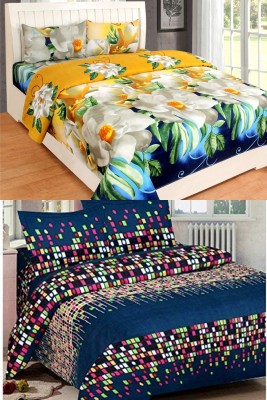 n g products 150 TC Polycotton Double 3D Printed Flat Bedsheet(Pack of 2, Multicolor)