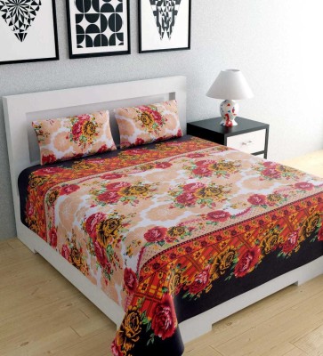 Echor 250 TC Microfiber Double Printed Flat Bedsheet(Pack of 1, Multicolor)