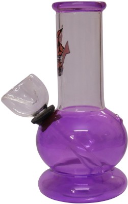 TANISHKA EXPORT 5 Inch Transparent Purple Printed Round Shaped Glass Water Pipe Beer Bong Funnel(200 mll)