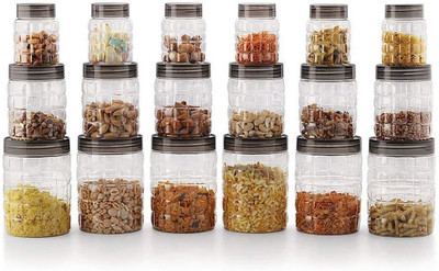 cello Plastic Grocery Container  - 300 ml, 650 ml, 1200 ml(Pack of 18, Clear)