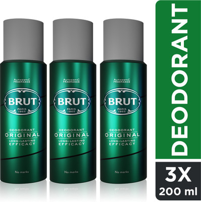 BRUT Original Deodorant for Men | Long Lasting Robust Fragrance 3x200ml Deodorant Spray  -  For Men(600 ml, Pack of 3)