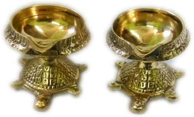 krishna traders Brass (Pack of 2) Table Diya Set(Height: 3 inch)