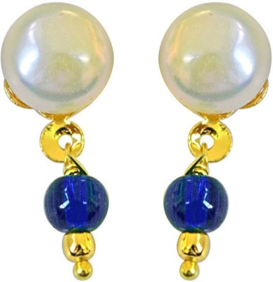 SURAT DIAMONDS Elegant Button Studs with Dangling Blue Stone Earrings for Women (SE158) Pearl Metal Drops & Danglers