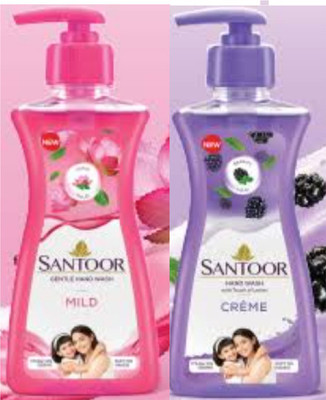 Santoor Handwash Creame 200ml and mild lotous 200ml Hand Wash Pump Dispenser(2 x 200 ml)