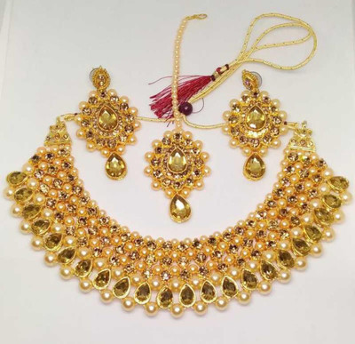 taransha Brass Gold Jewellery Set(Pack of 1)