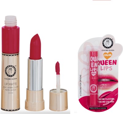 COLORS QUEEN 2 In One Lipstick free Queen lips balm(Russian Red, 8 g)