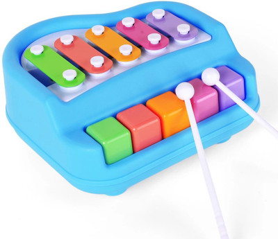 TUSHIKA 2 in 1 Xylophone and Piano Toy with Colorful 5 Keys for Toddlers Kids boy and girl(Multicolor)