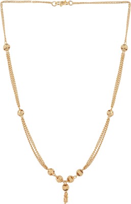 piah fashion Piah Fashion Long Traditional Gold Plated Brass Two Line Necklace Necklace Chain For Womens & Girls -9849 Gold-plated Plated Alloy Chain