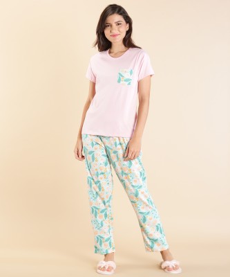 DreamBe Women Printed Pink Top & Pyjama Set