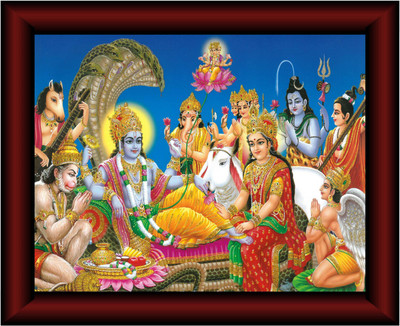 Bhawana Creation LORD VISHNU Digital Reprint 8 inch x 10 inch Painting(With Frame)