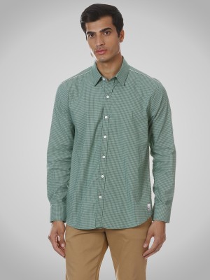 Shirt Theory Men Checkered Casual Green Shirt