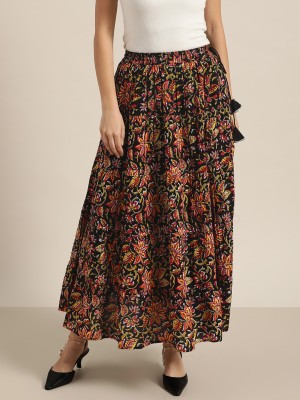 Shae by SASSAFRAS Floral Print Women Tiered Multicolor Skirt