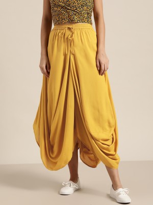 Shae by SASSAFRAS Solid Women Flared Yellow Skirt