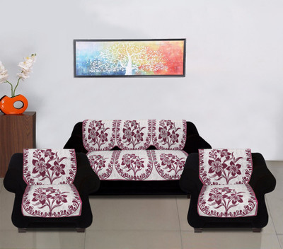 KUBER INDUSTRIES Cotton 3 Seater Sofa Floral Cover(Pack of 1 Maroon)