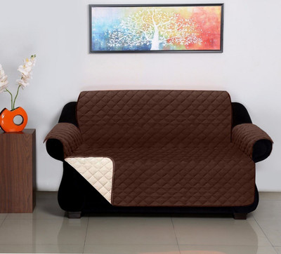 KUBER INDUSTRIES Polyester 3 Seater Sofa Plain Cover(Pack of 1 Brown)