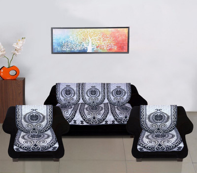 KUBER INDUSTRIES Cotton 3 Seater Sofa Damask Cover(Pack of 1 Grey)